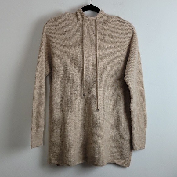 Woolen bloom pull over hooded sweater Sz M Oatmeal - Picture 1 of 7
